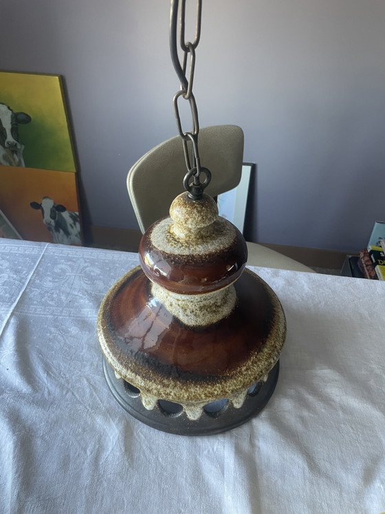 Beautiful Vintage Fat Lava Ceramic Pendant Lamp 60s/70s (photo 3 of 8)