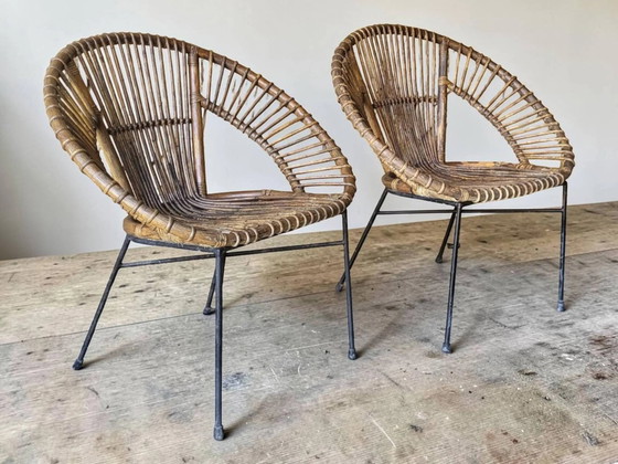 Poltrona in rattan anni '60 (*2) – Sedie da giardino, Wicker, Metal, Vintage (photo 2 of 15)