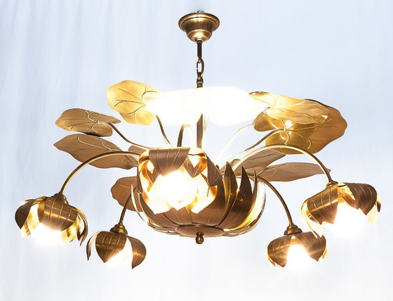 Lustre Nénuphar 10 Feux Maison Jansen – Brass (photo 2 of 11)