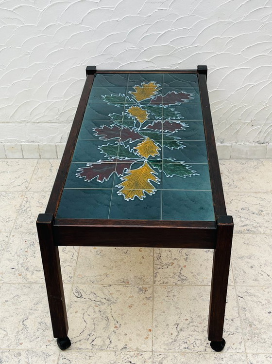 Vintage Ceramic and Solid Wood Coffee Table (photo 9 of 10)