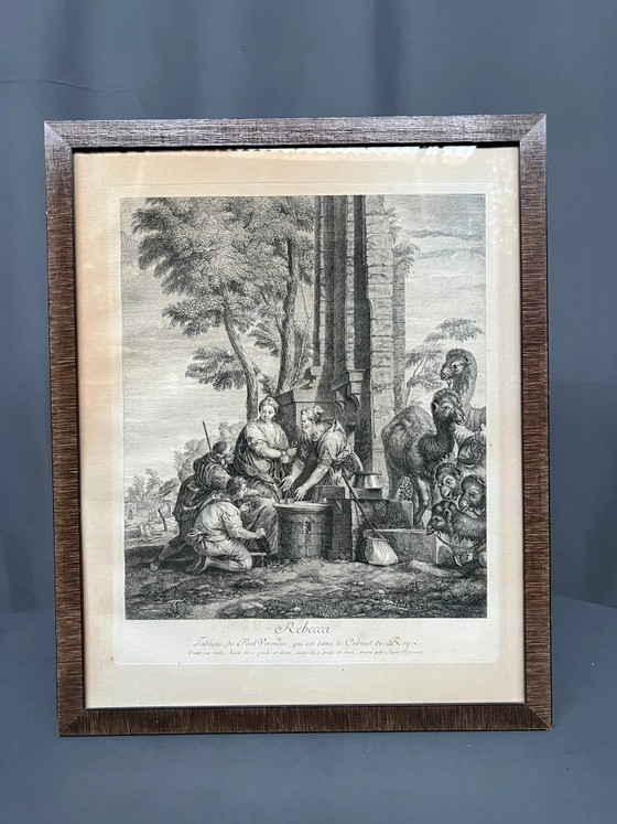 Voormalige originele gravure "Rebecca", Schilderijen & Tekeningen, Papier (foto 4 van 4)