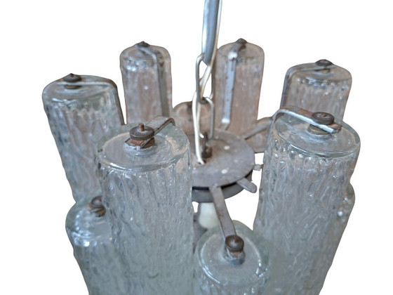 Image 1 of Vintage Murano Glass "Ice Effect" Chandelier – 1970s – Mid-Century Design