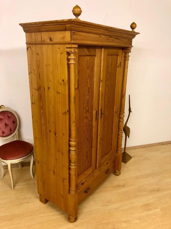 Image 1 of Softwood wardrobe, farmhouse wardrobe, antique wardrobe, Gründerzeit wardrobe, country-style wardrobe, hall wardrobe circa 1890