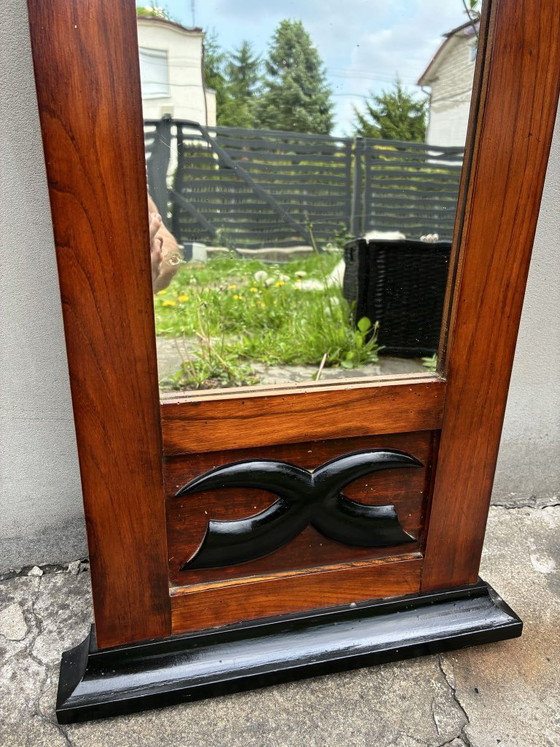 Empire style wall mirror with carved lyre motif, mid-19th century, Wood, Glass, Brown, Klassiek (photo 4 of 5)