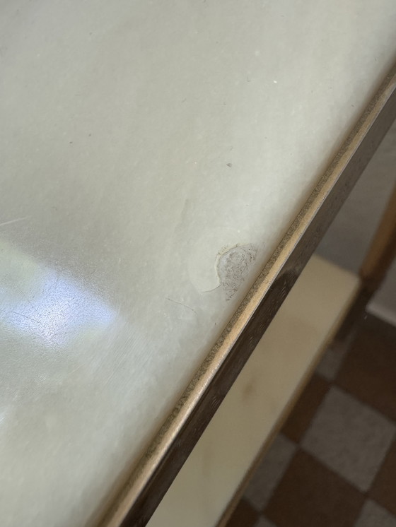 Image 1 of 60s brass marble side table