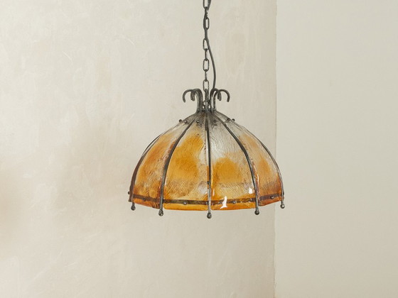 Brutalistische plafondlamp, jaren 70 – Hanglampen, Metaal, Glas (photo 3 of 7)