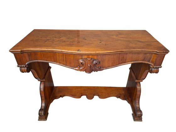 Image 1 of Edler antiker Konsolentisch aus Nussbaumholz – Karl-X.-Zeit (um 1825)