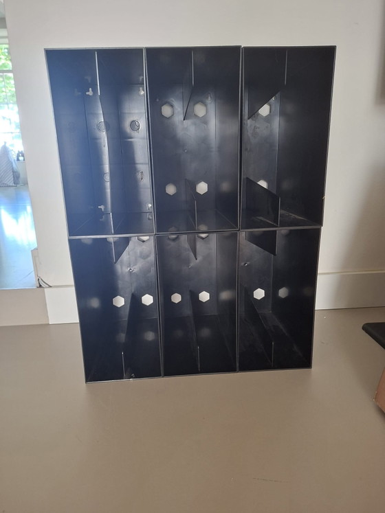 Image 1 of 6 boîtes de rangement noires pour disques vinyles