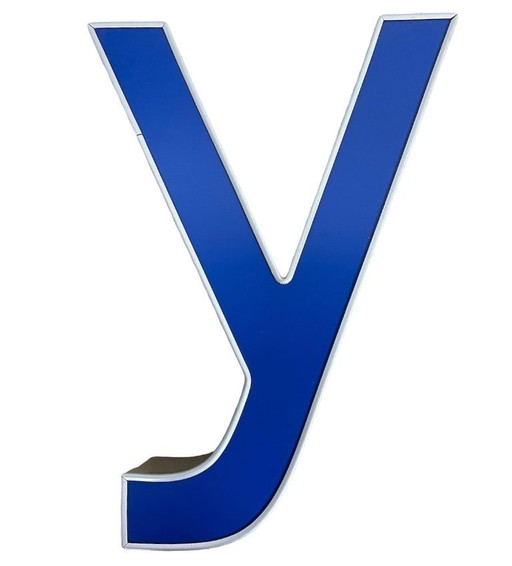 Vintage Blue Illuminated Letter Y, 1980s