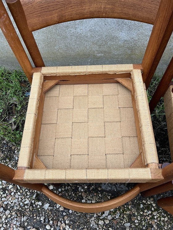 Image 1 of Scandinavian chairs in wood and webbing, 1960s design