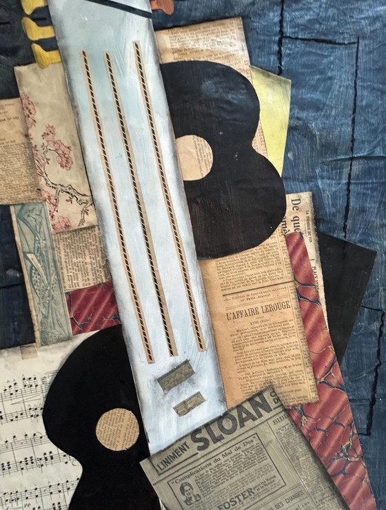 Image 1 of Tecnica mista d'avanguardia degli anni '30 - Collage in stile cubismo sintetico (era Picasso/Braque)