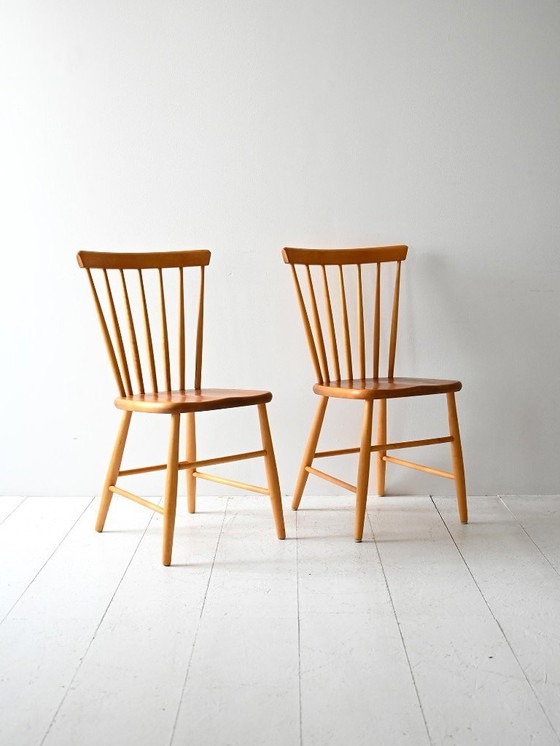 Image 1 of Pair of Vintage Scandinavian Pinstolar Chairs