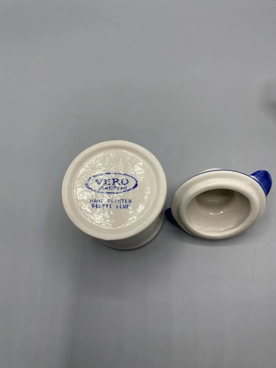 Kleiner, gedeckter Fayencetopf, Vero Ceramics, handbemalt in Delfter Blau, Holland – Geschirr (photo 5 of 7)