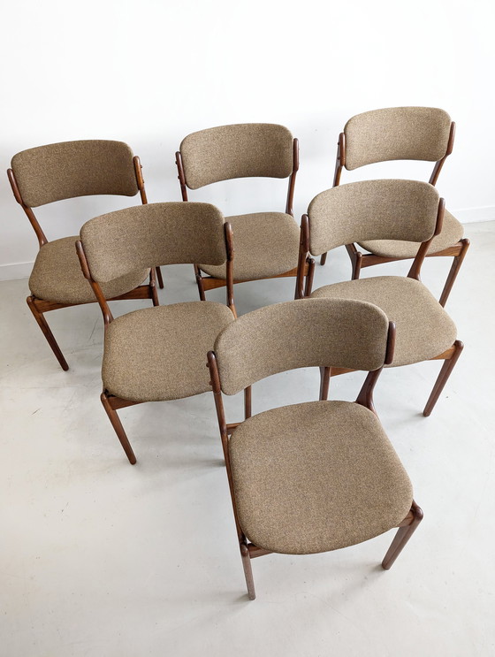 Image 1 of Set van 6 'Model 49' eetkamerstoelen door Erik Buck voor Oddense Maskinsnedkeri 1960'S