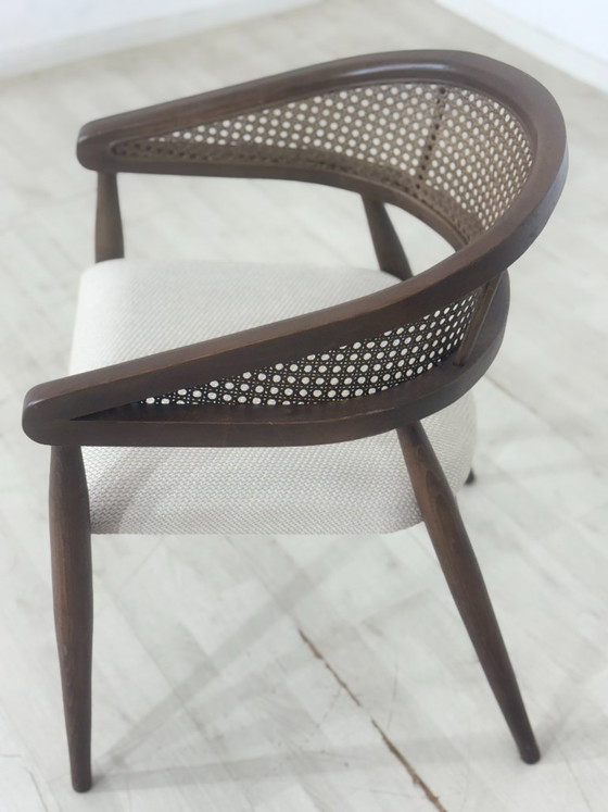 Retro vintage armchair with wickerwork / chair / living room chair / retro armchair – Dining chairs, Wood (photo 4 of 7)