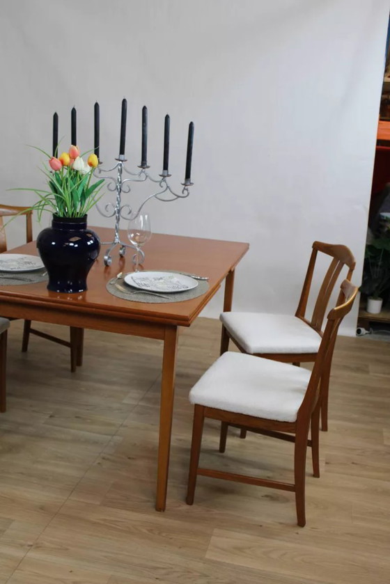 Image 1 of Table rectangulaire vintage en teck avec rallonges, Suède 1960