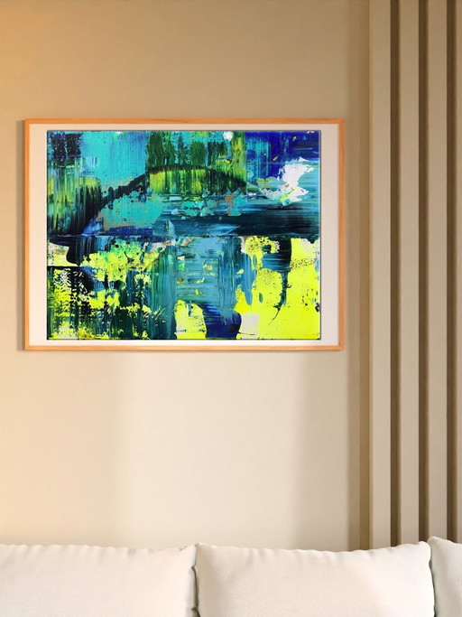 Original Acrylic Painting Abstract Expressionism Bridge – schilderijen tekeningen, Canvas (photo 2 of 7)