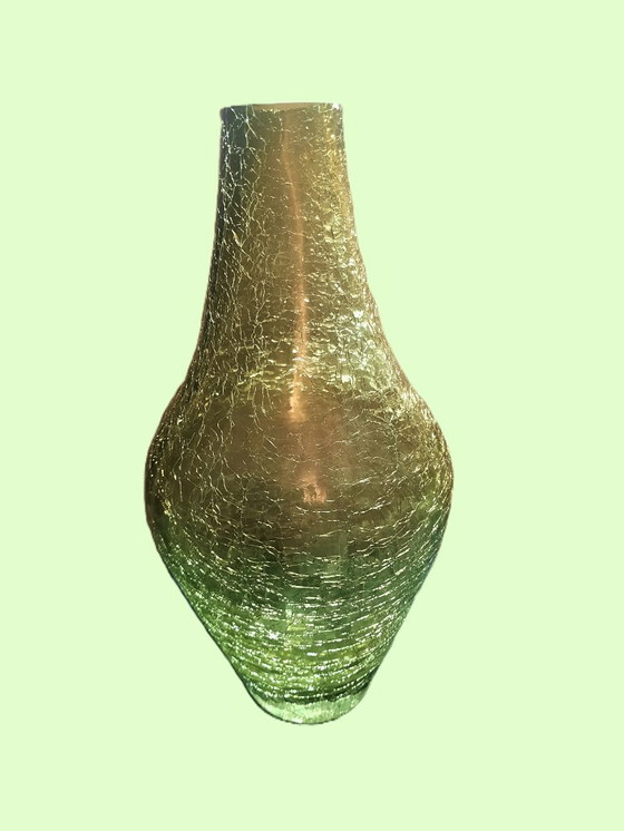 Image 1 of Vintage German studio glass vase – Ingrid Glass yellow crackle