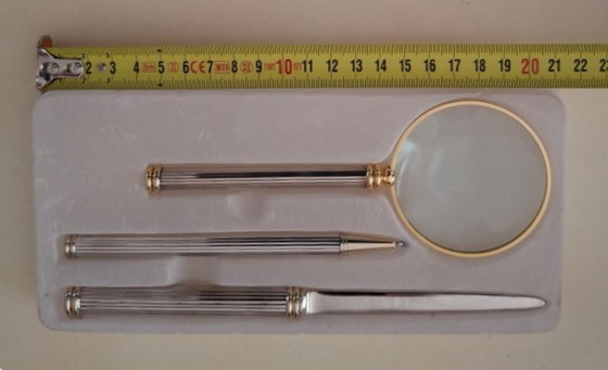 Image 1 of Magnifying glass, ballpoint pen and paper knife, office decor