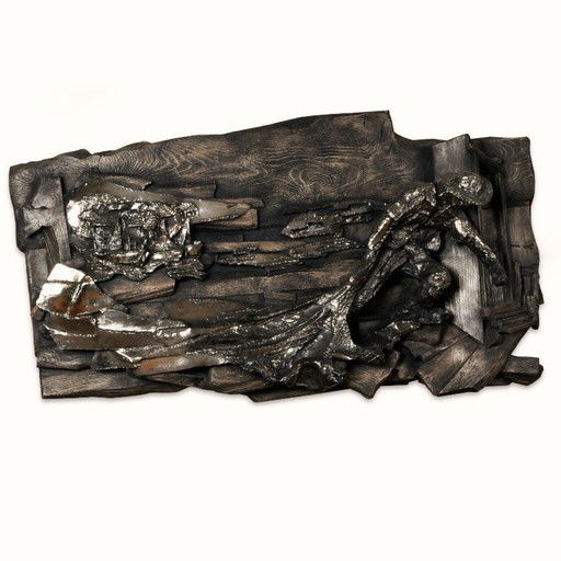 Sculpture murale côtière nautique de pêcheur brutaliste Vintage Finesse Originals