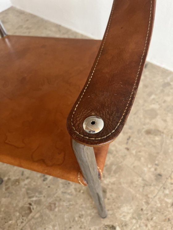 Image 1 of 2x Originele "Italiaans Modernisme jaren 70" fauteuil, verchroomd buisvormig staal, leer!