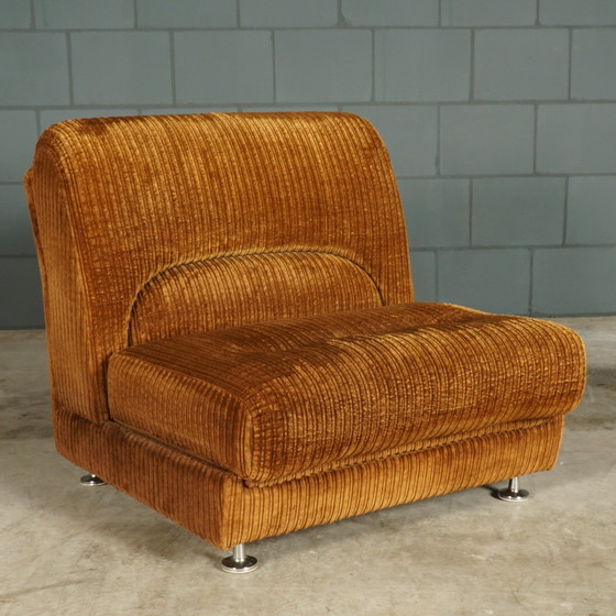 Image 1 of Midcentury modular sofa - brown rib fabric - 1970s