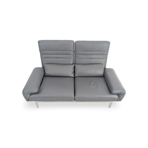 Original Rolf Benz Plura Sofa, designer couch, leather, two-seater, grey