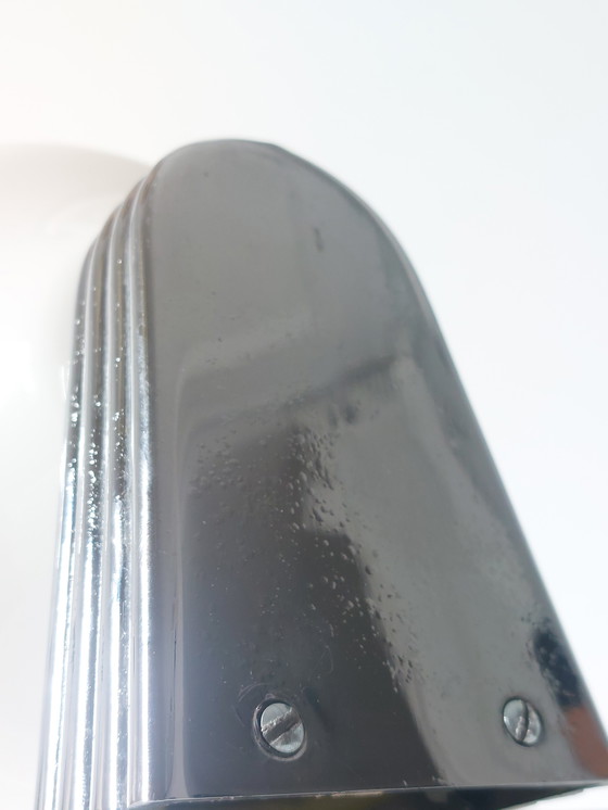 Image 1 of Vintage Wandlampe Milchglas Chrom Art Deco 