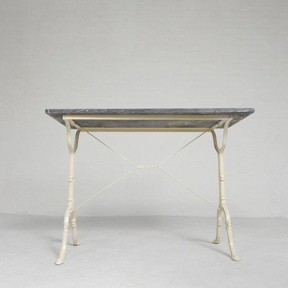 Image 1 of Mesa de jardín, mesa bistro con tapa de mármol, años 50