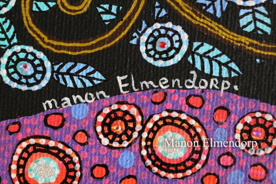 Image 1 of Unique Hand-painted Painting Long-eared Owl New 18x24 cm