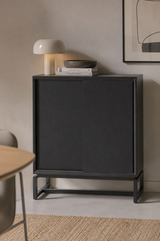 Scandinavian Design Sliding Door Wardrobe Black new – opbergkast, Wood