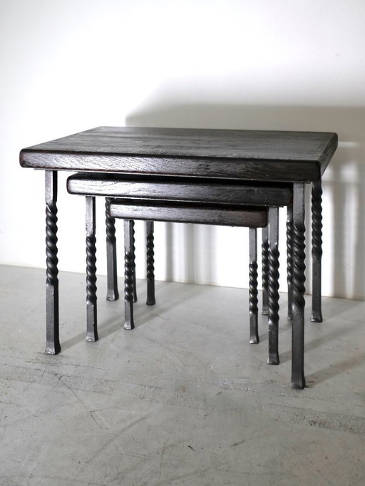 Brutalist wrought iron nesting tables