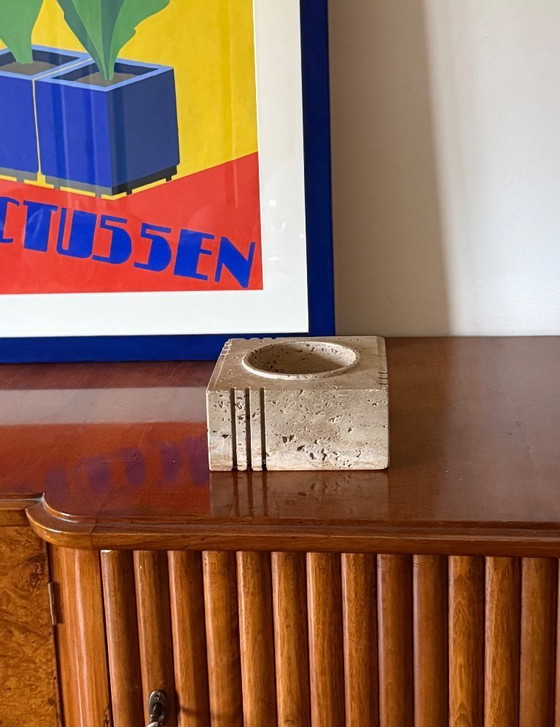 Image 1 of Travertine cubic vide poche / ashtray, Cerri Nestore, Italy, 1970s