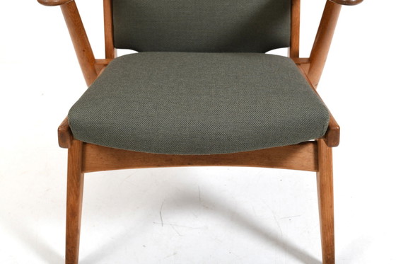Rara poltrona Arne Wahl Iversen, Modello 14 – Hans Hansen Son Odense, Poltrone, Legno, Tessile, Vintage (photo 10 of 13)