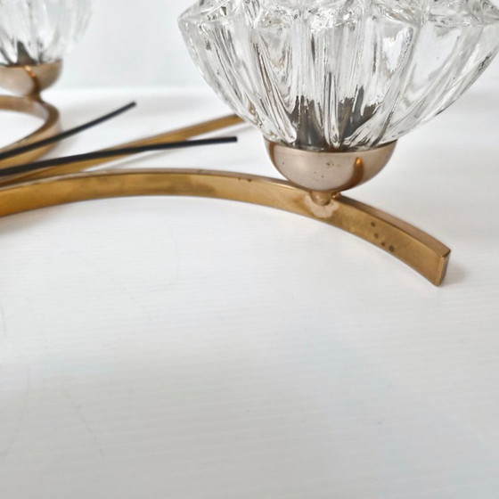 Image 1 of Vintage 1950s Arlus House Pendant Light in Gilded Brass, Metal & Glass