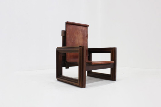 Image 1 of Vintage sculpturale leren fauteuil van Anacleto Spazzapan, Italië jaren 70