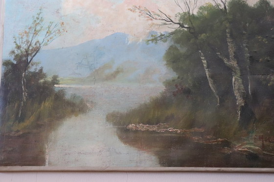 Image 1 of Antike Landschaft, Ölgemälde auf Leinwand, 19. Jahrhundert