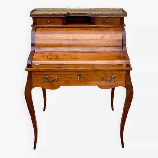 Scrivania a cilindro in stile Luigi XV, 6 cassetti