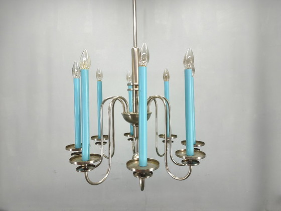 Image 1 of Art Deco Chandelier with Matching Sconces, Czechoslovakia 1930s