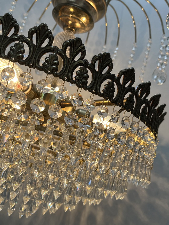 Image 1 of 2 Pieces ! Vintage Art Nouveau Style Crystal Chandeliers