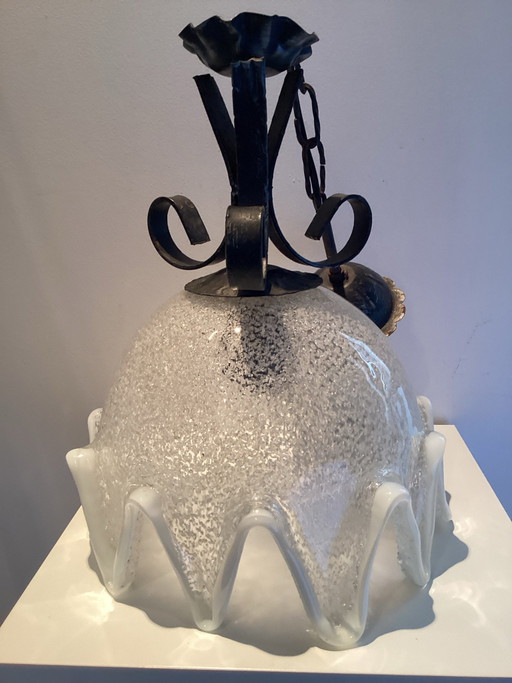 Beautiful Vintage Murano Glass Pendant Lamp 1970s Mazzega Style.