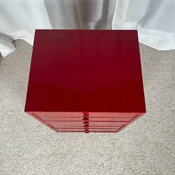 Piccolo mobile da officina in pino laccato rosso, 1980 – Cassettiere, Legno (photo 6 of 15)