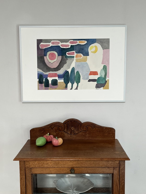 Image 1 of Soleil à côté de la lune, aquarelle de Dinieks