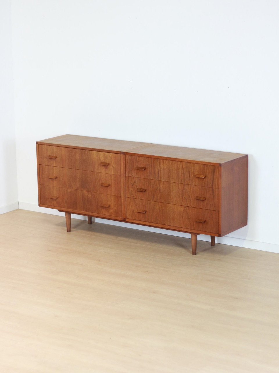 Vintage Teak Dubbele Ladekast Dressoir