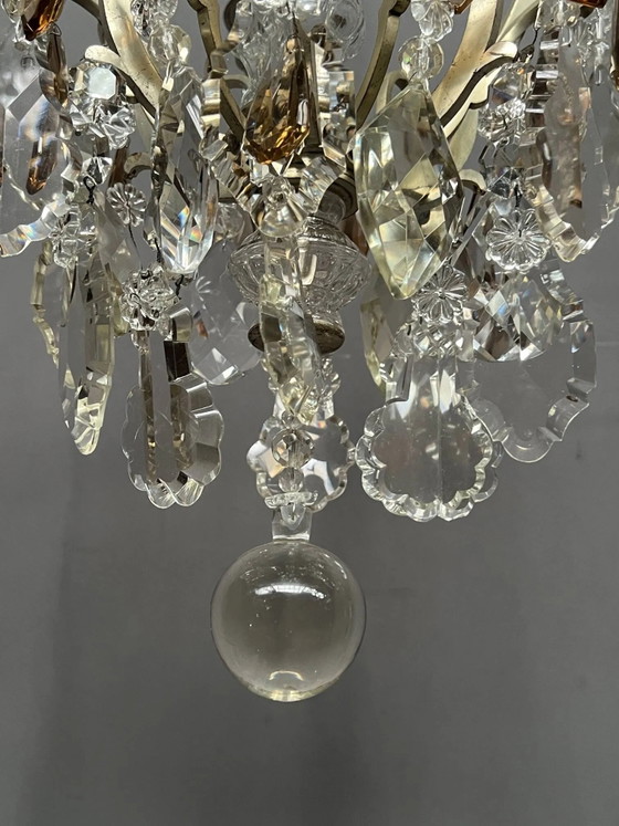 Lampadario antico francese di 170 cm con catena in cristallo in stile Luigi XVI. – Crystal, Glass (photo 11 of 12)