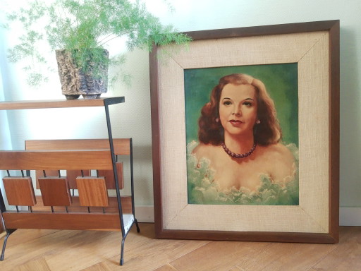 Unique 1952 vintage pin-up oil painting, great vibe!