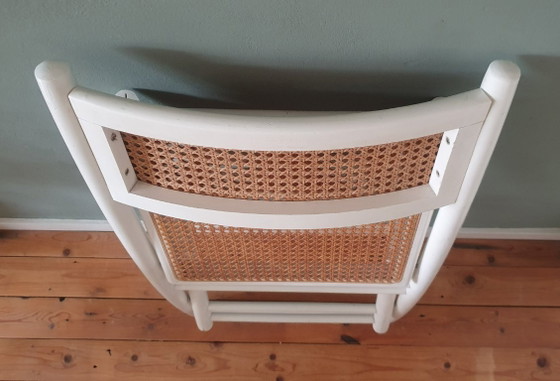Image 1 of Set of 2 White Design folding chairs with cane / webbing upholstery