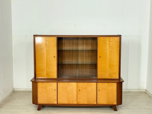 Prachtige vintage hoge kast / barkast / dressoir / vitrinekast