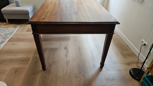 Grande tavolo da pranzo in legno massello Jan Frantzen – 200 × 100 cm – 6 cassetti – eettafels, Wood (photo 2 of 8)