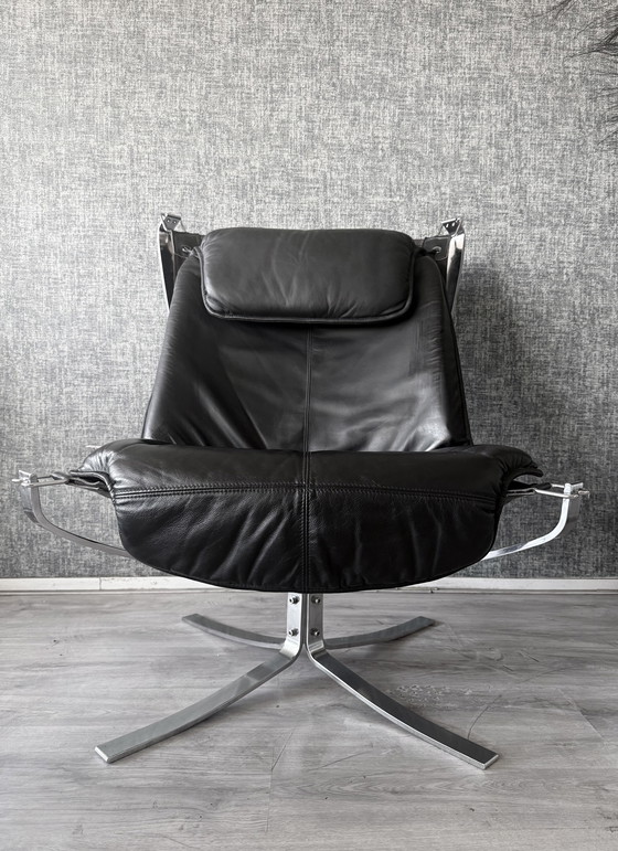 Image 1 of Fauteuil et repose-pieds Vintage Falcon – Sigurd Resell – Chrome